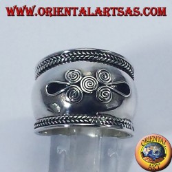 Ring breites Band in Bali Silber Spirale