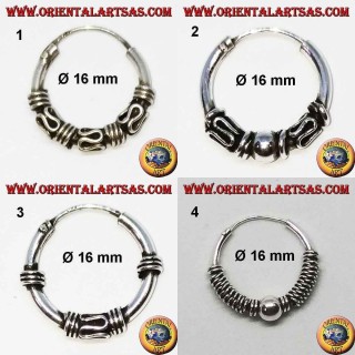 Boucle d'oreille en argent 925‰, cercle usiné, diamètre 16 mm (5)
