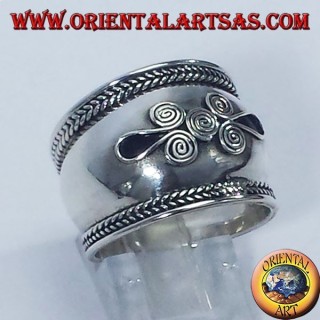 anneau large bande de l'argent, Bali spirale 