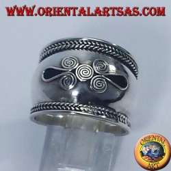 anello fascia larga in argento, Bali spirale