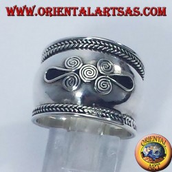 Ring breites Band in Bali Silber Spirale