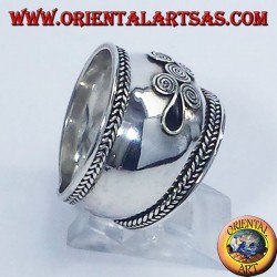 Ring breites Band in Bali Silber Spirale