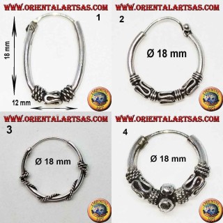 Boucle d'oreille en argent 925‰, cercle usiné, diamètre 18 mm (1)