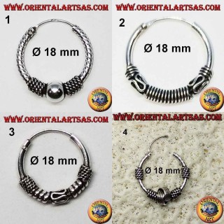 Orecchino in argento 925‰, cerchio lavorato, 18 mm di diametro (5)