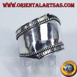 Silber Breitbandring , Bali mit asymmetrischen Linien