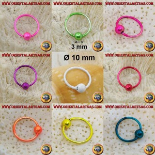 Silver nose headband Ø 10 mm with 3 mm sphere, enamelled