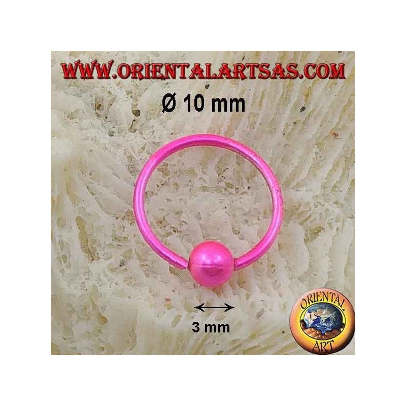 Cerchietto in argento da naso da Ø 10 mm con sfera da 3 mm, smaltato