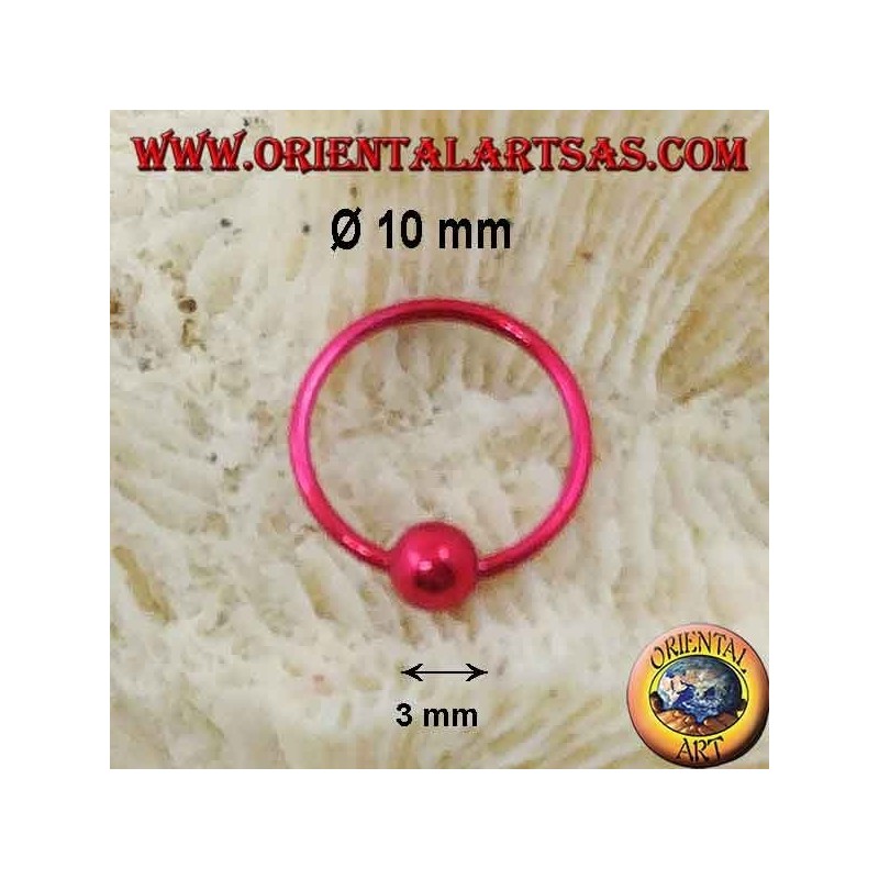 Serre-tête de nez en argent Ø 10 mm avec sphère de 3 mm, émaillé