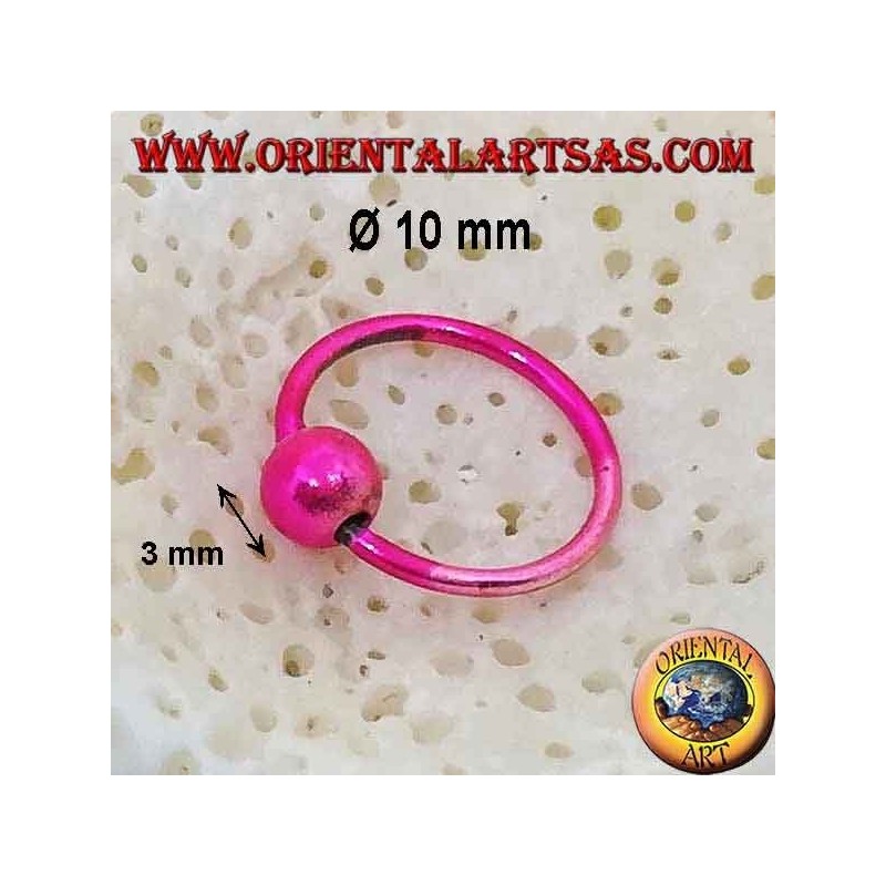 Serre-tête de nez en argent Ø 10 mm avec sphère de 3 mm, émaillé