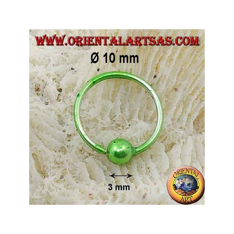 Diadema de nariz plateada Ø 10 mm con esfera de 3 mm, esmaltada