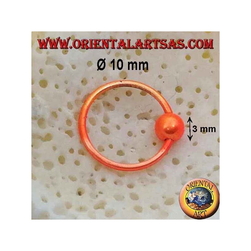 Silver nose headband Ø 10 mm with 3 mm sphere, enamelled