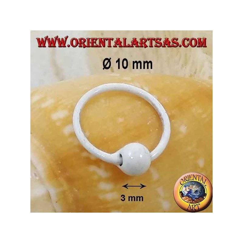 Serre-tête de nez en argent Ø 10 mm avec sphère de 3 mm, émaillé
