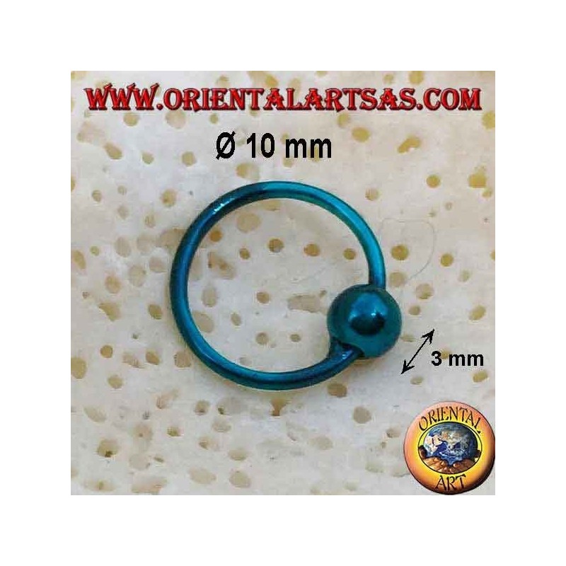 Silver nose headband Ø 10 mm with 3 mm sphere, enamelled