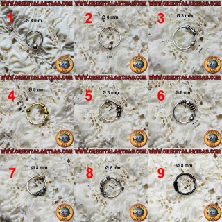 Diadema nasal plateada de 8 mm de diámetro, varios modelos