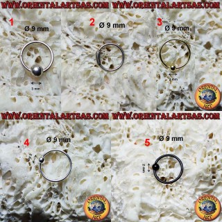Cerchietto in argento da naso da 9 mm di diametro, vari modelli
