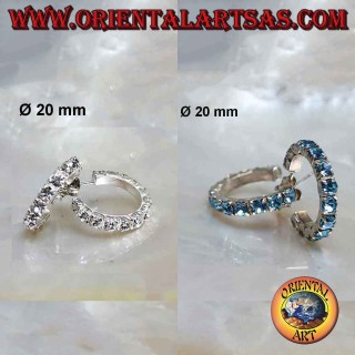 Boucle d'oreille en argent, demi-cercle de zircons avec fermoir papillon de 20 mm (différentes couleurs)