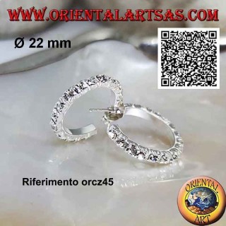 Boucle d'oreille en argent, cercle trois-quarts zircone blanche avec fermoir papillon (22 mm)
