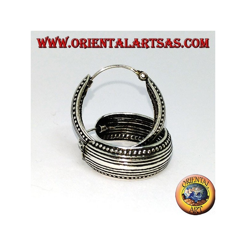 Aretes de plata de aro redondeado ancho cincelado de 20 mm (1)
