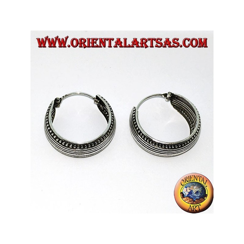 Aretes de plata de aro redondeado ancho cincelado de 20 mm (1)