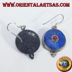 Nepalese earrings in silver with lapis and coral