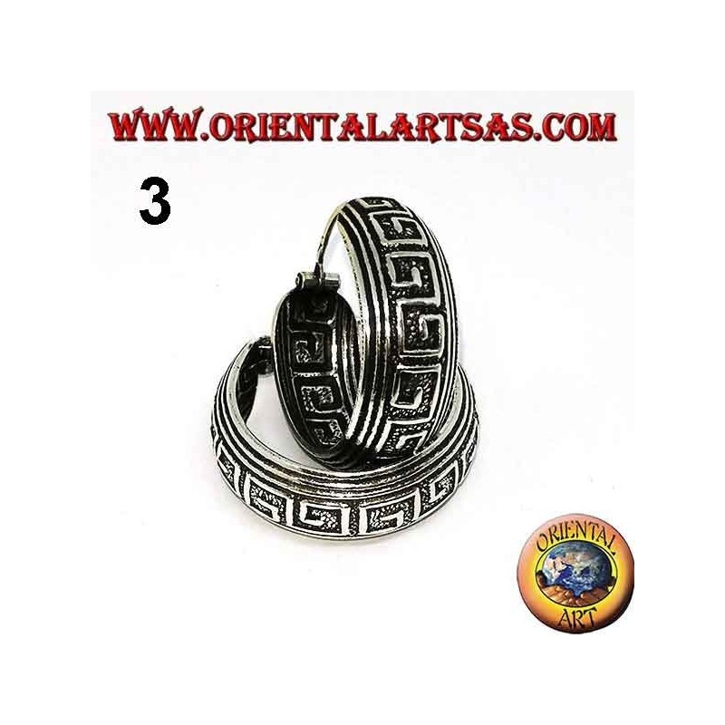 20mm Chiseled Wide Rounded Hoop Silver Earrings (1)