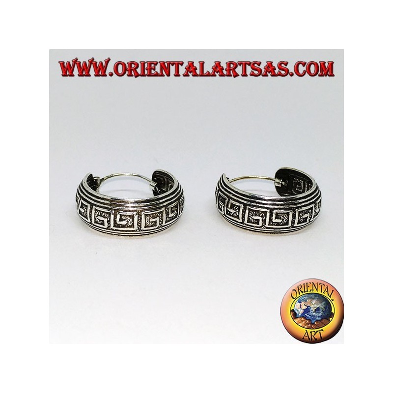 Boucles d'oreilles créoles larges arrondies ciselée 20 mm en argent (1)