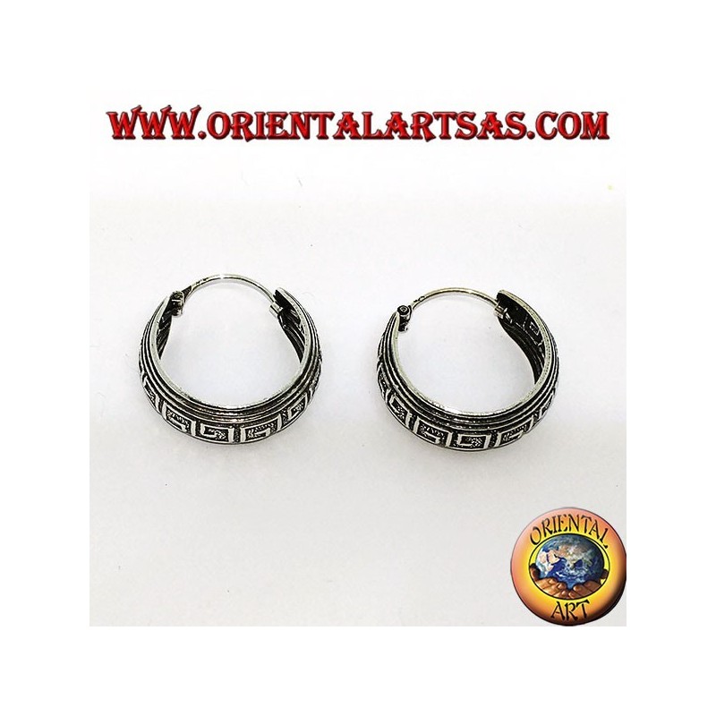 20mm Chiseled Wide Rounded Hoop Silver Earrings (1)