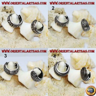 12mm and 6mm thick chiseled large rounded circle silver earrings (1)