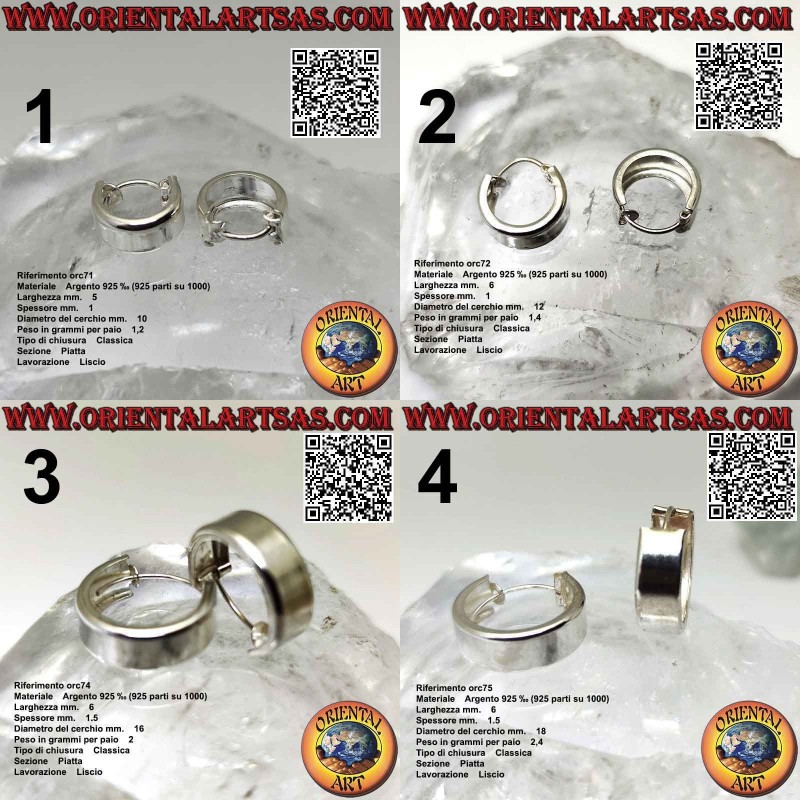 Silver earrings, 6mm thick flat smooth circles (classic)
