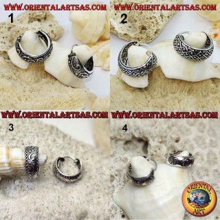 Pendientes de plata de círculo grande cincelado de 14 mm y 6 mm de espesor (2)