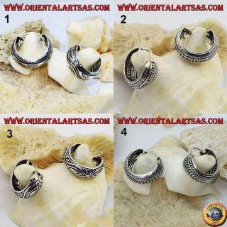 Orecchini in argento a cerchio largo bombato cesellato da 14 mm e 5,5 mm di spessore (1)