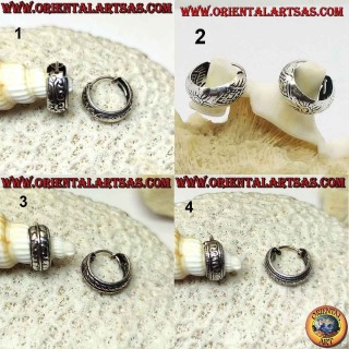 14mm and 5.5mm thick chiseled large rounded circle silver earrings (2)