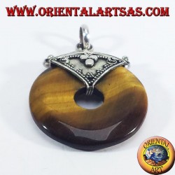 Pendentif en argent avec oeil de tigre Donut
