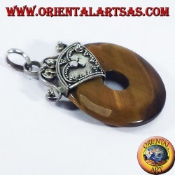Pendentif en argent avec oeil de tigre Donut