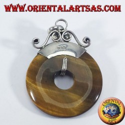 Silver pendant with tiger's eye Donut