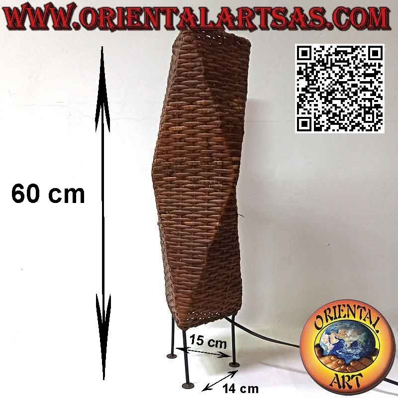 Lampadaire de forme carrée style "futuriste" en bambou tressé de 60, 80 et 100 cm