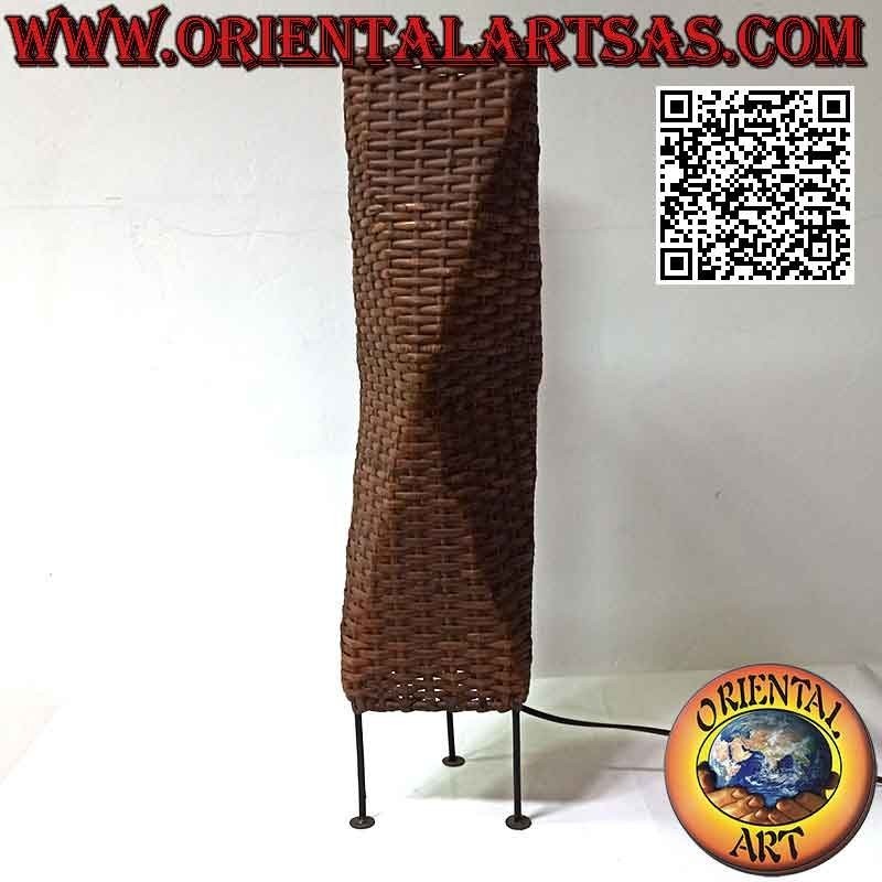 Lampadaire de forme carrée style "futuriste" en bambou tressé de 60, 80 et 100 cm