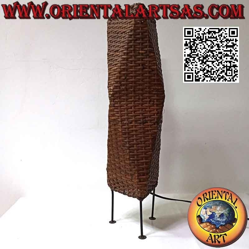 Lampadaire de forme carrée style "futuriste" en bambou tressé de 60, 80 et 100 cm