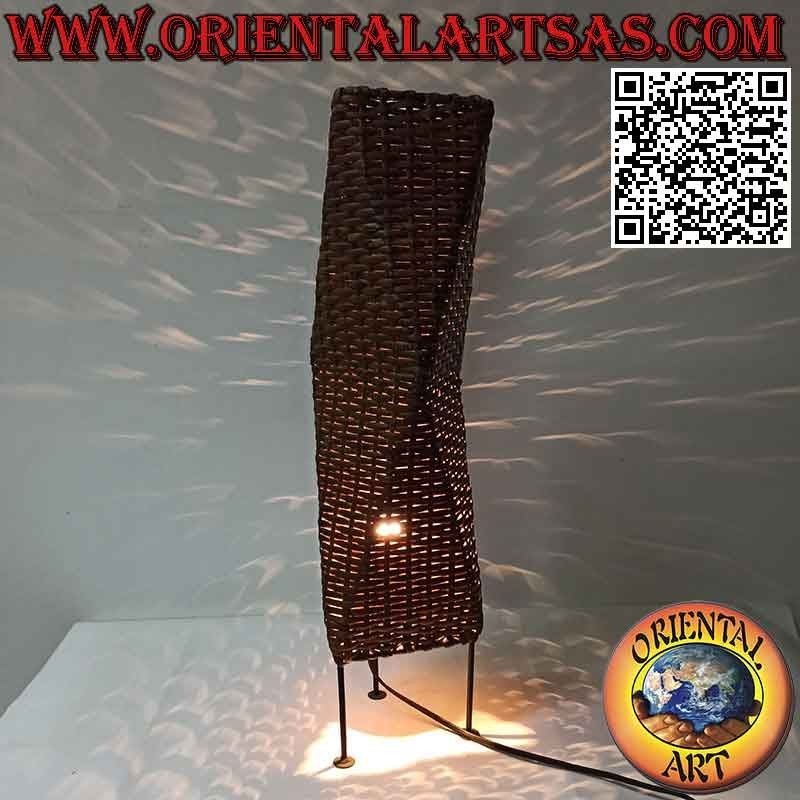 "Futurist" style square-shaped floor lamp in woven bamboo of 60, 80 and 100 cm