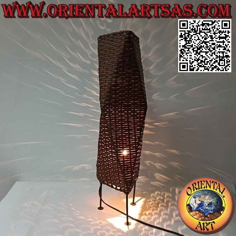 "Futurist" style square-shaped floor lamp in woven bamboo of 60, 80 and 100 cm