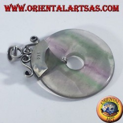 ciondolo d'argento con ciambella in Fluorite da 35mm.
