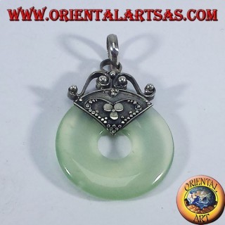 Pendentif en argent avec donut Fluorite 35mm.