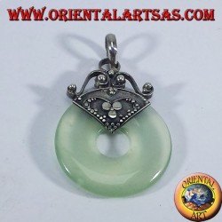 Silver Pendant with donut Jade 30mm.