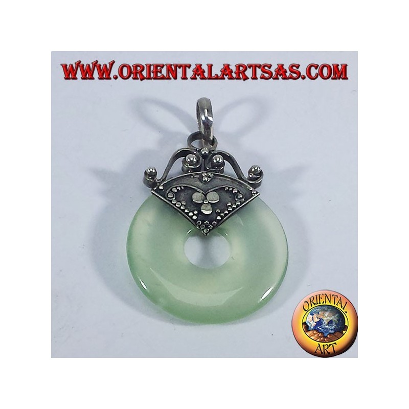 Ciondolo d'argento con ciambella in Giada da 30 mm.