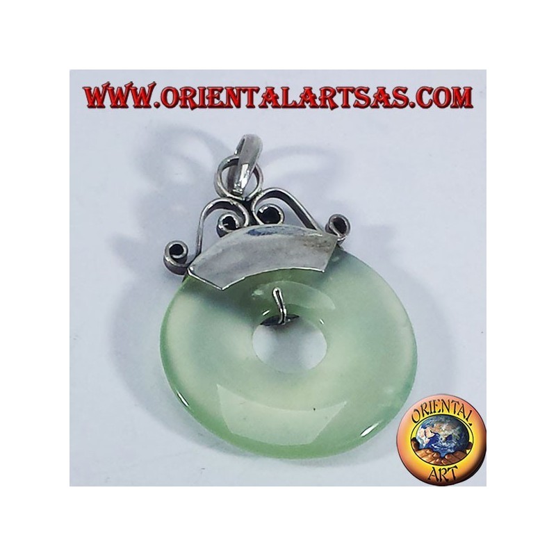 Silver Pendant with donut Jade 30mm.
