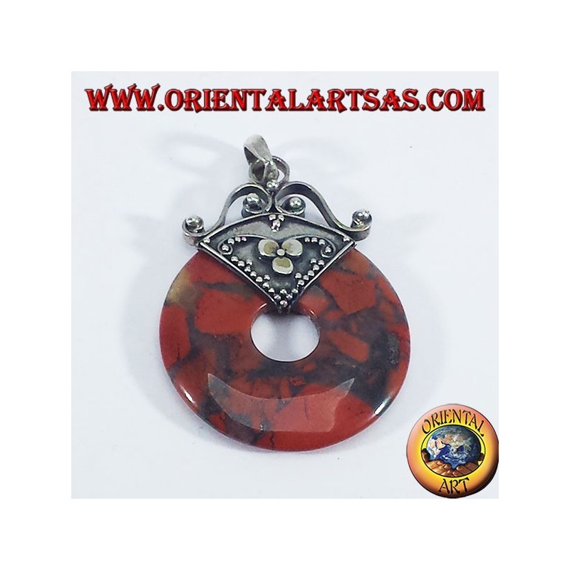 Silver Pendant with donut in Jasper 30 mm.