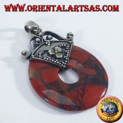 Pendentif en argent avec donut à Jasper 30 mm.