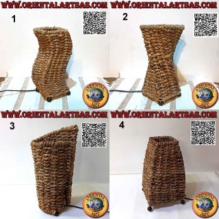 Lampe de table ethnique en banane tressée de 30 cm, diverses formes