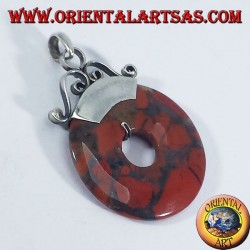 Silver Pendant with donut in Jasper 30 mm.