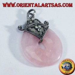 Pendentif en argent avec donut Rose Quartz 30 mm.